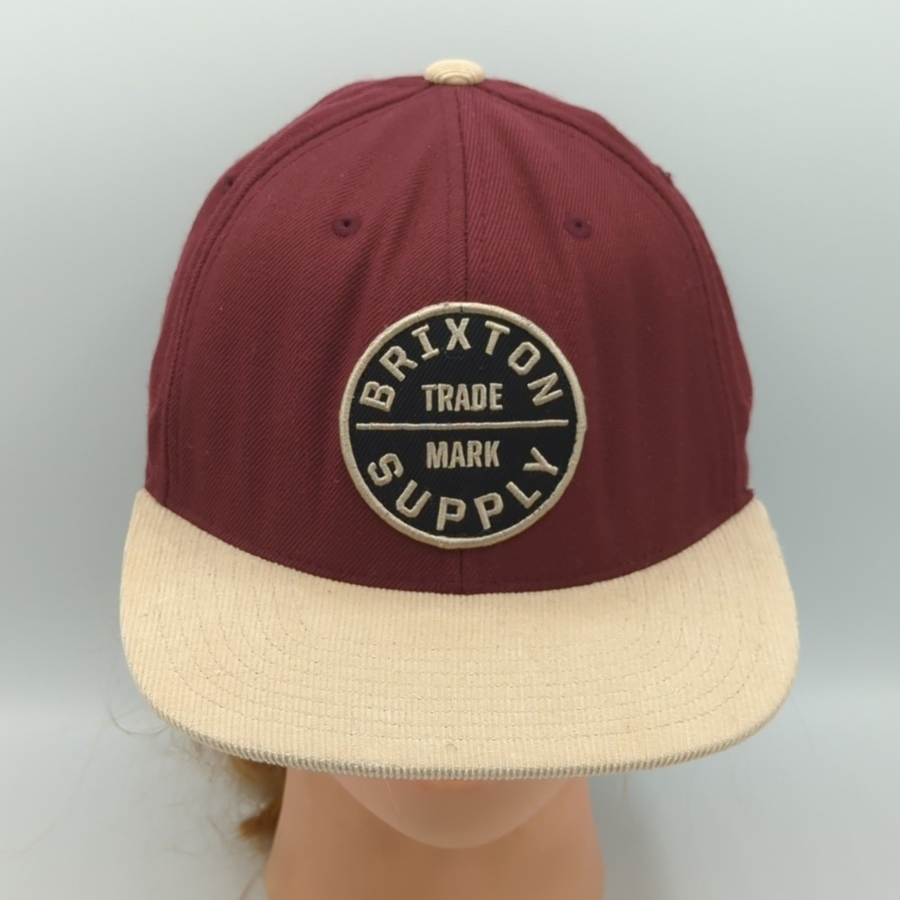 Brixton Supply Cap Hat Adult Men's Snapback Maroon Beige Acrylic Wool One Size